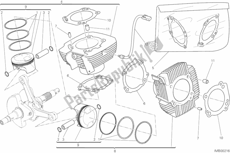 All parts for the Cylinders - Pistons of the Ducati Scrambler Urban Enduro Thailand USA 803 2017